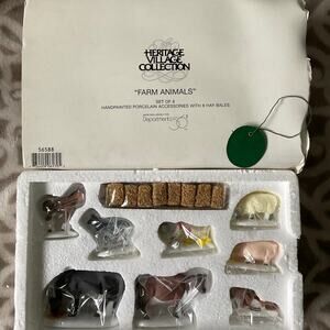Department 56 eight piece farm animals Heritage Village collection new